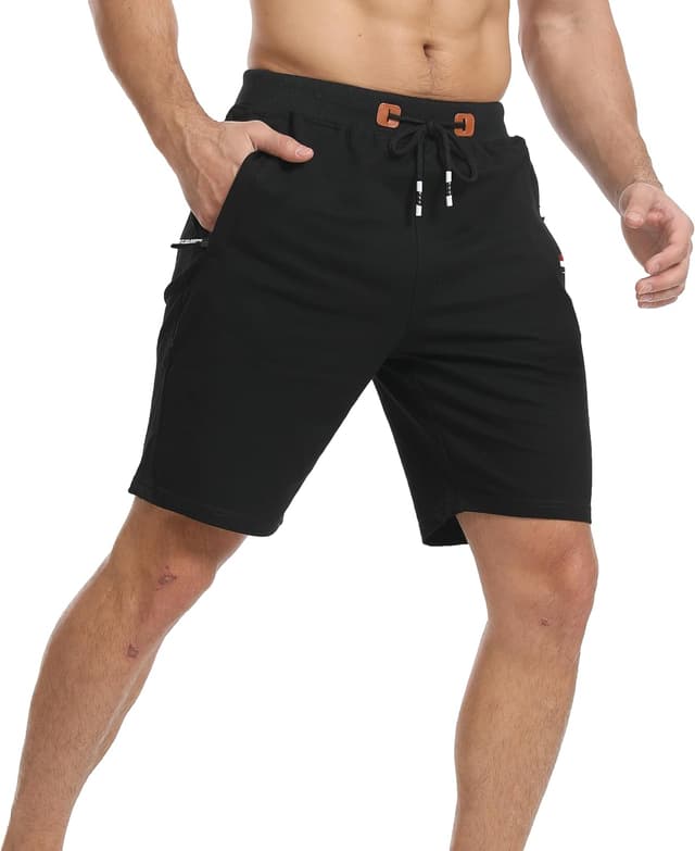 Thumbnail 2 de JustSun men’s casual sports jogger shorts with elastic waist and zip pockets