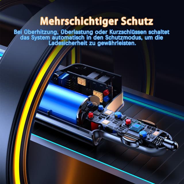 Detalle 2 de RLCWerk 4-in-1 Zigarettenanzünder-Verteiler mit USB‑C Ladegerät bis 128 W und Spannungsanzeige