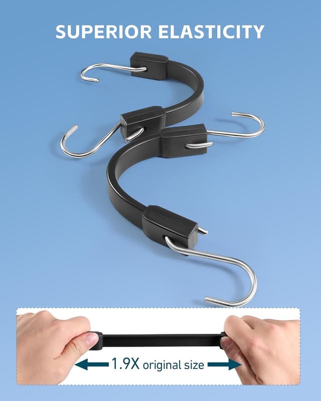 Detalle de LuckyStraps 18-Inch Heavy-Duty Rubber Bungee Cords (12 Pack) with Upgraded S-Hooks