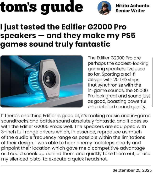Detalle 2 de Edifier G2000 Pro Bluetooth Computer-Lautsprecher mit 7.1 Virtual Surround, RGB und USB/AUX (Weiß)