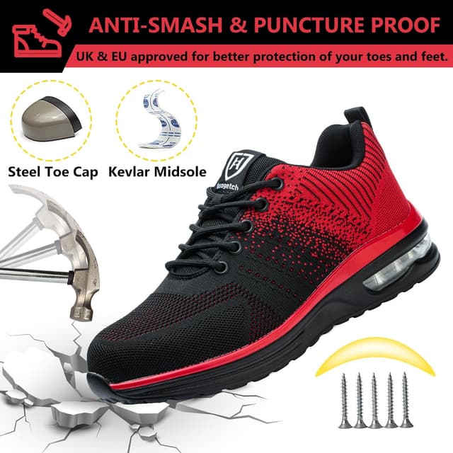 Detalle de Baofular Chaussures de sécurité légères pour hommes et femmes (basket de travail respirante, antidérapante)