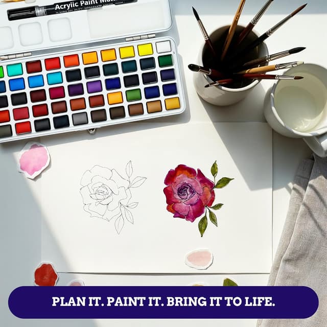 Detalle 2 de Mikkelhus Watercolour Paint Set (120 colours incl. metallic & fluorescent) — portable travel set in gift box