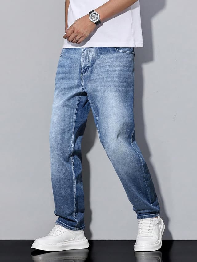 Detalle de JMIERR Herren Baggy Jeans aus Baumwolle mit Stretch – weite Loose-Fit Streetwear Hose