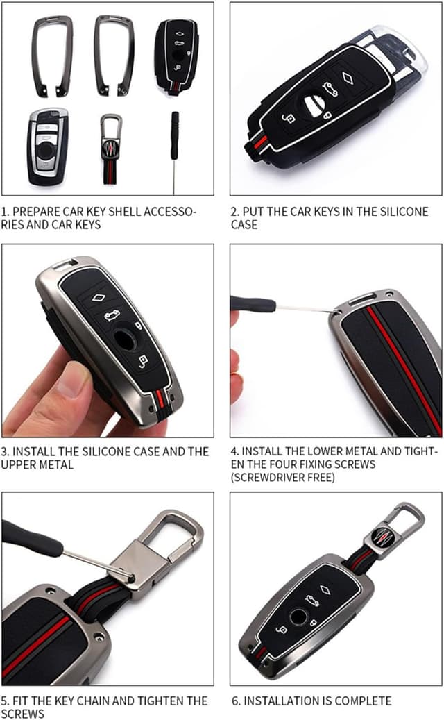 Detalle 2 de OTMIK Autoschlüssel Abdeckung aus Zinklegierung – passend für BMW Schlüssel (schwarze 3 Knöpfe)