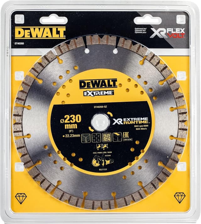 Detalle de DEWALT DT40260-QZ disco diamantato da 230 mm per troncatori a batteria (per DCS690)