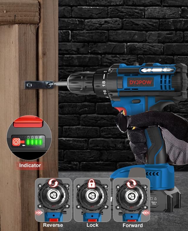 Detalle 2 de DYJPOW Trapano Avvitatore Batteria 21V 42 Nm