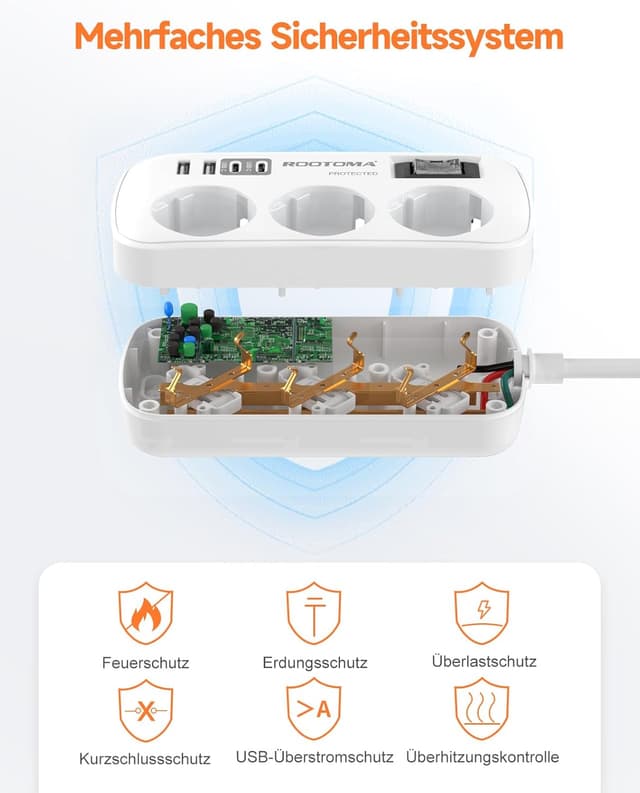 Thumbnail 5 de 3 Fach Steckdose mit Überspannungsschutz 1,5 m 🔌