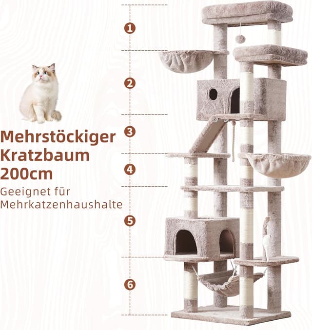 Detalle de Gitelsnour Kratzbaum groß GCT031MU (200 cm) für Innenbereich