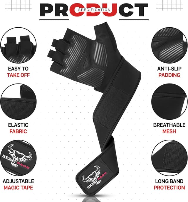 Thumbnail 4 de Beast Rage Gants d'haltérophilie poignet rembourré