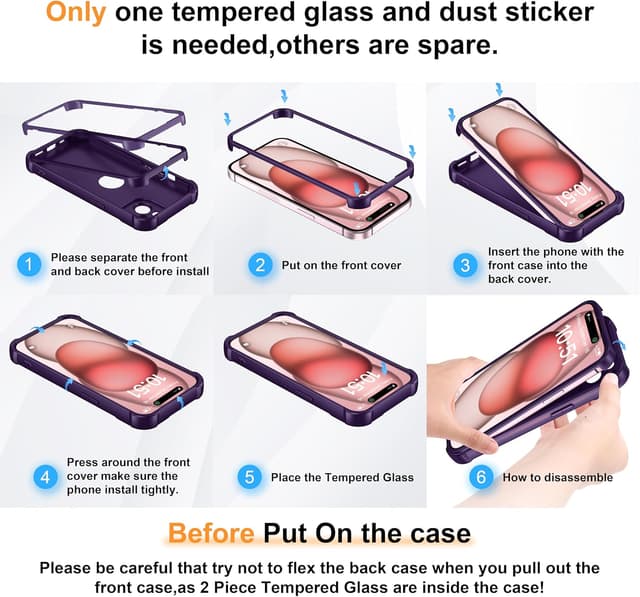 Thumbnail 6 de iPhone 15 case 6.1, 360 shockproof purple