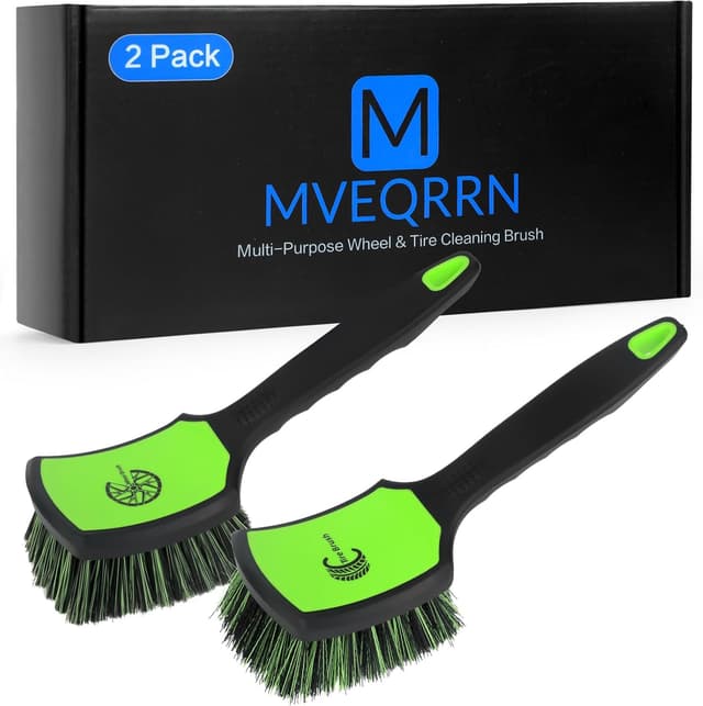 Detalle de MVEQRRN Non-Scratch 2-Pack Car Wheel & Tire Cleaning Brush Kit (Soft & Stiff Bristles)