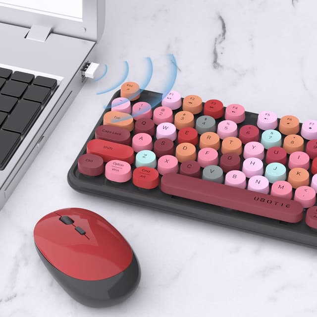Detalle de UBOTIE Colorful Wireless Keyboard Mouse Combo 2.4GHz 🖱