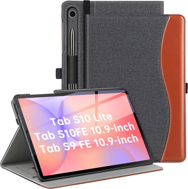 Detalle de ZtotopCases Schutzhülle mit Multi-Winkel-Ständer für Samsung Galaxy Tab S10 Lite / S10 FE (2025) & S9 FE / S9 / S8 / S7 (11"), Denim Schwarz