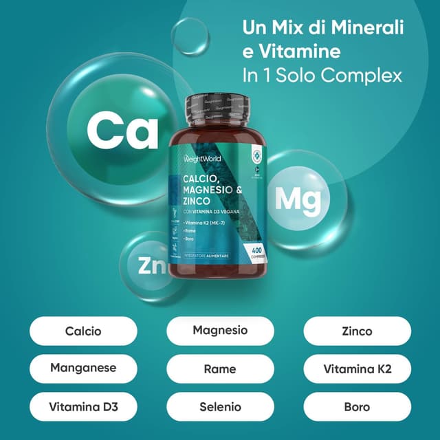Detalle 2 de WeightWorld Calcio Zinco Integratore 400 comp. 💊
