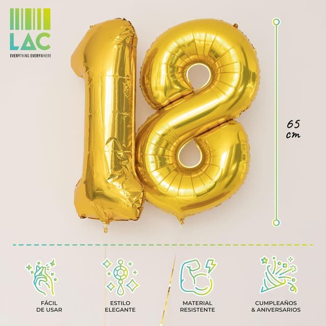 Thumbnail 1 de LAC Globos 40 Cumpleaños Dorados