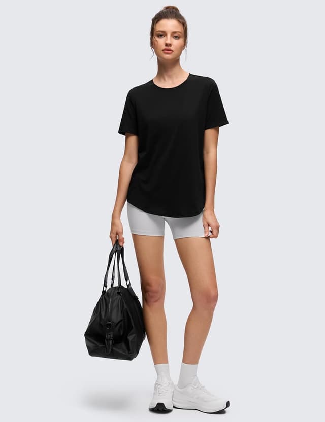 Detalle de CRZ YOGA chemise à manches courtes en coton Pima pour femmes, coupe ample