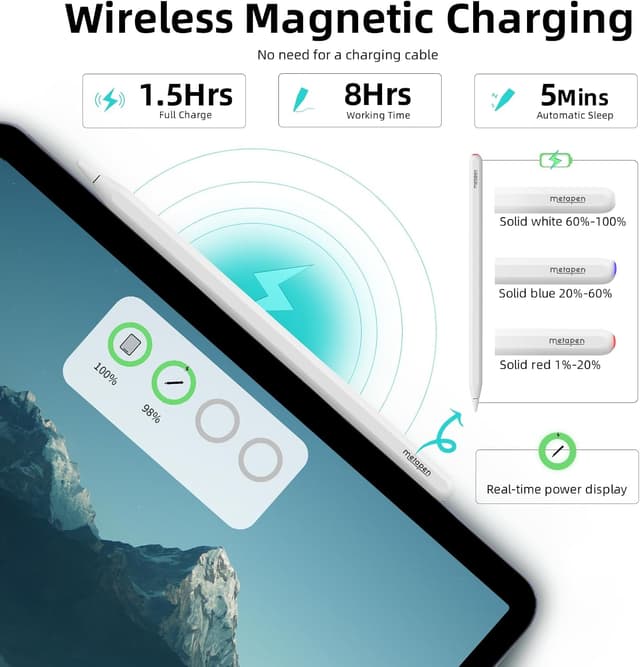 Detalle 2 de Metapen Metapen A14 wireless charging stylus pencil for iPad Pro/Air/Mini (2018–2023) compatible with Pencil 2nd Gen