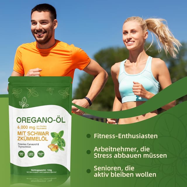 Thumbnail 6 de Oregano Öl Kapseln 6000 mg (2-in-1 Oregano & Schwarzkümmelöl) – 180 Softgels, vegan, gluten- & laktosefrei