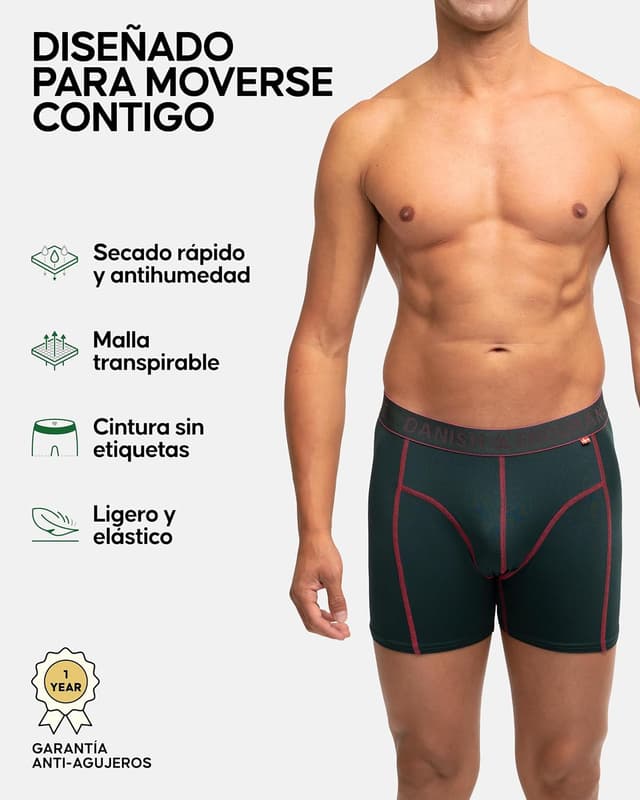 Detalle 2 de Danish Endurance Men's Sports Trunks 3-Pack 3 unidades