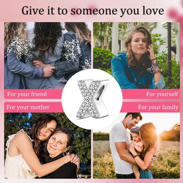 Thumbnail 6 de CQWVB Buchstabe Charm Anhänger aus 925 Sterling Silber (Alphabet A–Z) für Armband & Kette