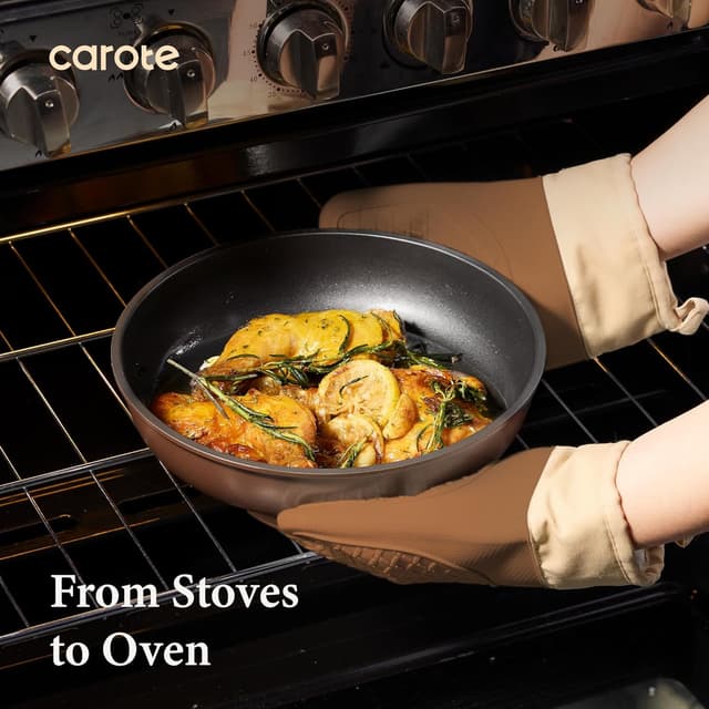 Detalle 2 de CAROTE 21-Piece Pots and Pans Set with Detachable Handle (Nonstick, Oven Safe) — Brown