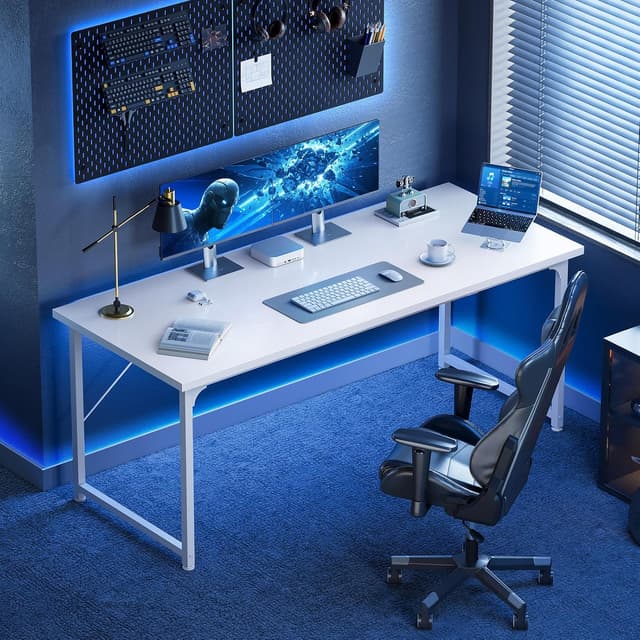 Detalle de ODK Scrivania per Ufficio 160x55 cm Bianca, tavolo stabile per computer e studio