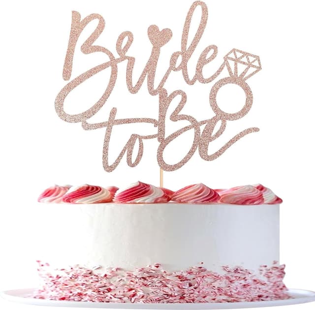 Detalle de Bride to Be Kuchen Deko Glitzer Ring Cake Topper (1 Stück) für Bachelorette, Brautparty & Hochzeitsthema – Rosegold