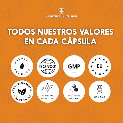 Detalle de N2 Natural Nutrition Vitamina D3 y K2 (MK7) 5000 UI + 200 µg, con Silicio y Bamboo. 150 cápsulas