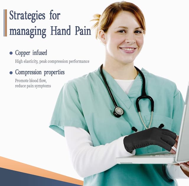 Detalle de Vlela Copper Arthritis Compression Gloves (Fingerless) — Medium for Joint Support, Pain Relief & Swelling