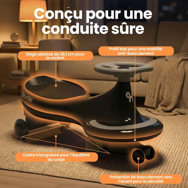 Detalle de Hurtle Wiggle Drift : voiture à roulettes sans piles pour enfant, pour intérieur et extérieur