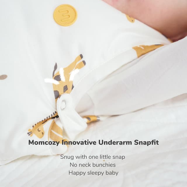 Detalle de momcozy Baby Sleeping Bag (0–6 Months) 1.5 TOG Bamboo, Giraffe, Soft OEKO-TEX Fabric, Two-Way Zip