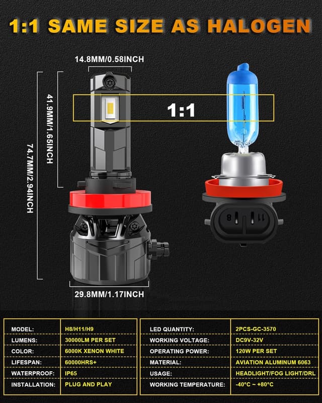 Thumbnail 4 de KATUR H11 Lampadina LED 120W 30000LM per auto