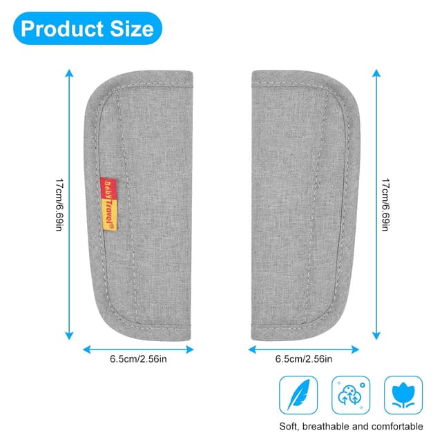 Detalle de URAQT Baby Sicherheitsgurt Schulterpolster (2 Stück) – atmungsaktiv, universell für Autositze und Kinderwagen