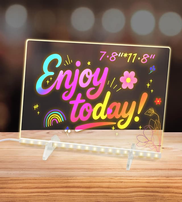 Detalle de LED Note Board with 10 Light Modes (30 x 20cm) – Glowing Doodle & Memo Board for Kids