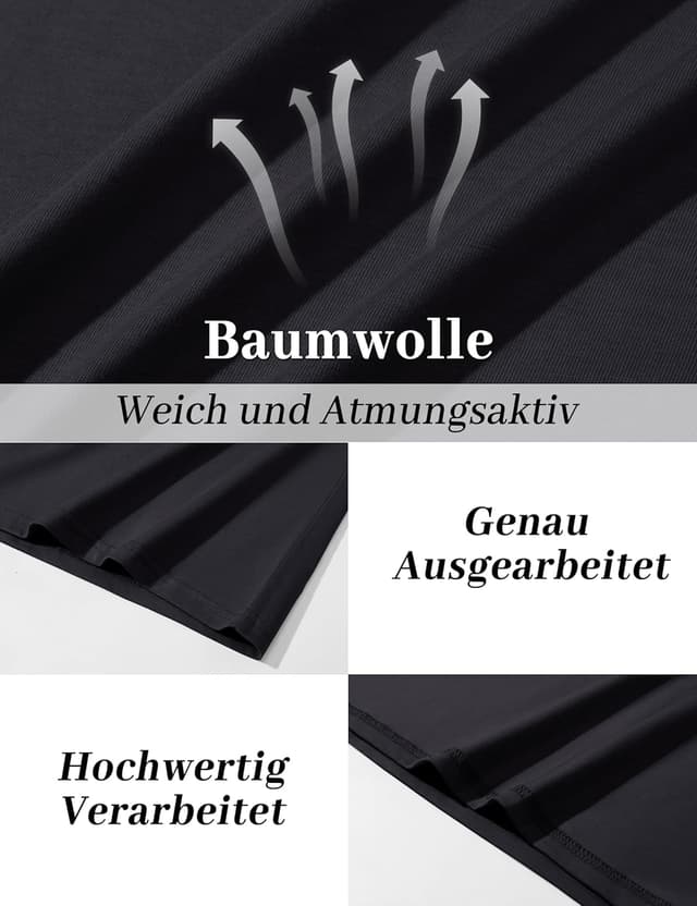 Detalle 2 de KEFITEVD Henley-Hemd Langarm für Herren aus Baumwolle mit Knopfleiste