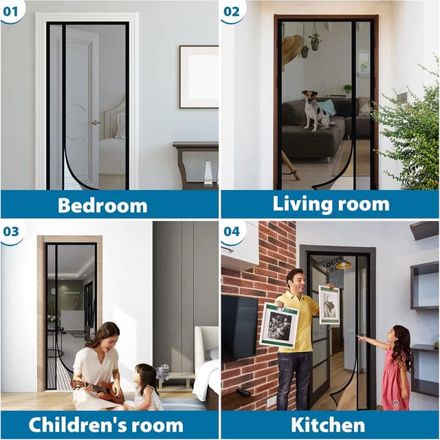 Thumbnail 6 de Sekey Fliegengitter Tür Vorhang mit Magnet, ohne Bohren (110x220 cm) – ideal für Seitliches Öffnen