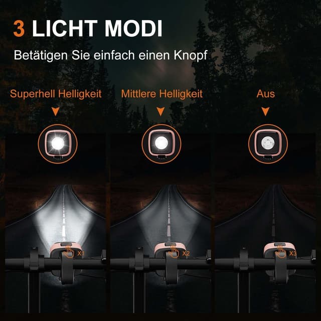 Detalle 2 de Antimi Antimi Fahrradleuchten-Set (StVZO-zugelassen) – LED Front- und Rücklicht USB-C