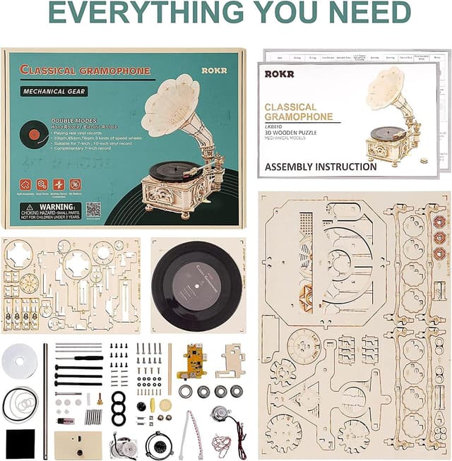 Thumbnail 3 de ROKR 3D Holzpuzzle Grammophon LKB01D