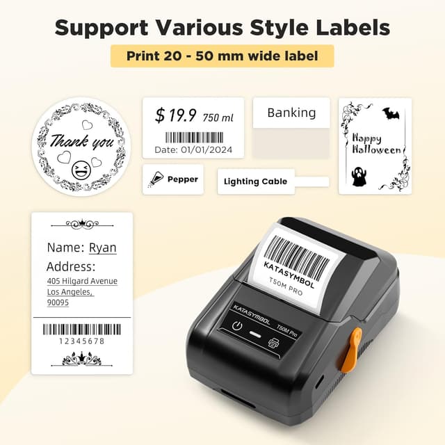 Detalle de SUPVAN T50M Pro Version 2 Bluetooth Label Maker (inkless) with 3 tapes and waterproof wide labels
