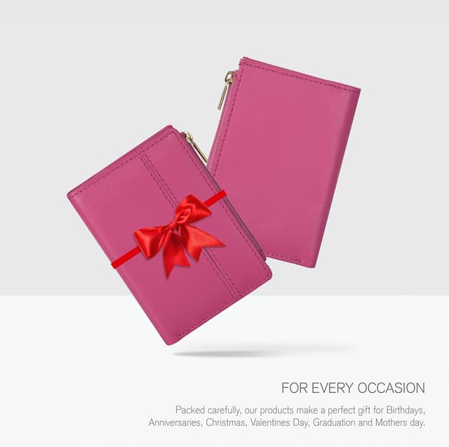 Thumbnail 4 de Full Grain Leather Wallet Nappa Pink 4.2in