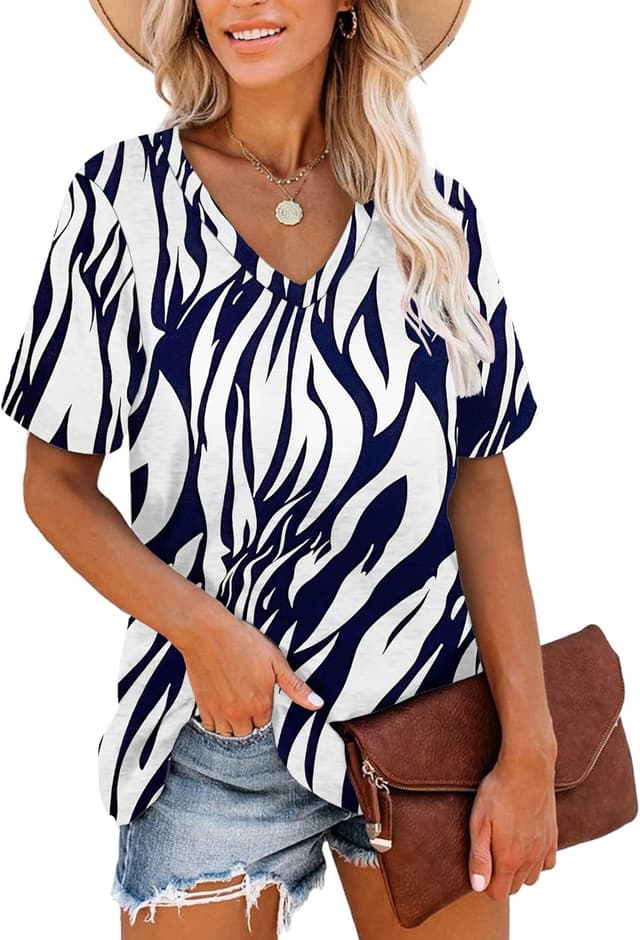 Detalle 2 de MOLERANI t-shirt femme à manches courtes et col en V rayé