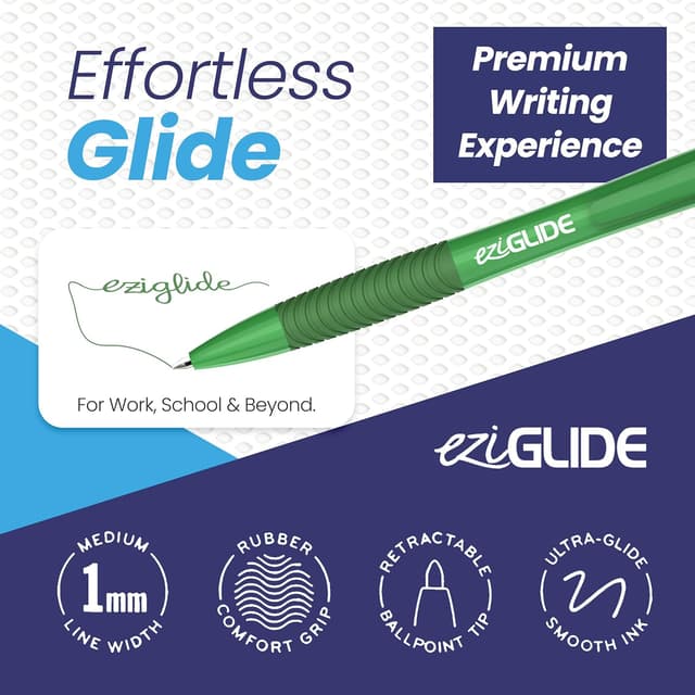 Thumbnail 6 de EziGlide Green retractable gel pens (pack of 5) with 0.7 mm fine tip