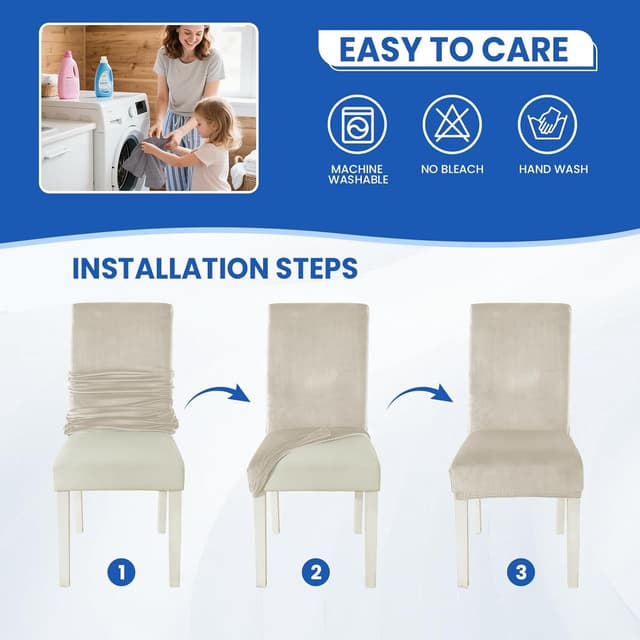 Thumbnail 6 de Ystyle coprisedie elasticizzati beige 6 pezzi