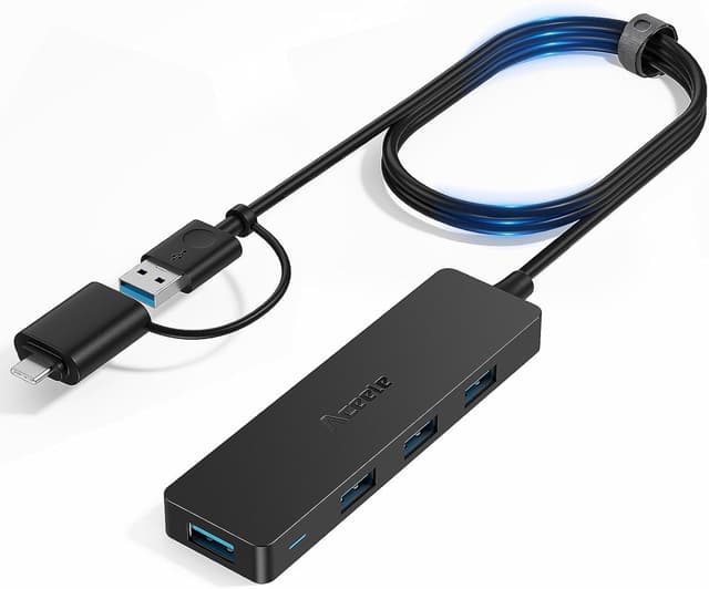 Detalle de Aceele USB 3.0 / USB‑C Hub mit 120‑cm-Kabel und 4× USB 3.0 Ports
