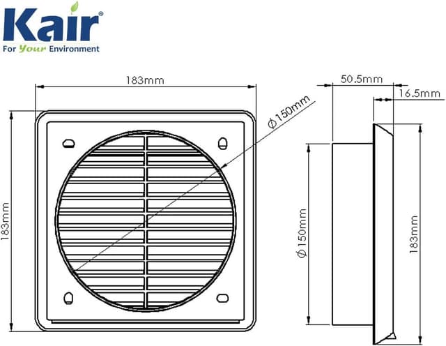 Detalle 2 de Kair Louvred Vent Grille 150mm