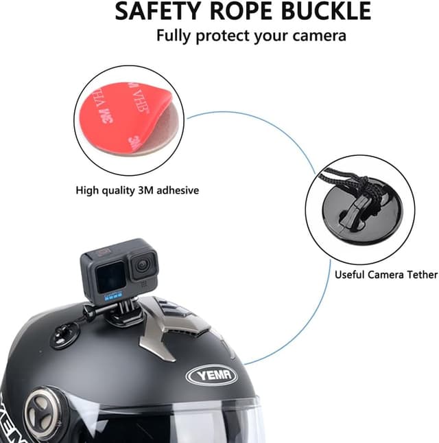 Detalle de YHTSPORT Supporto adesivo curvo e piatto per action cam (26 pezzi) con attacco per casco, 3M