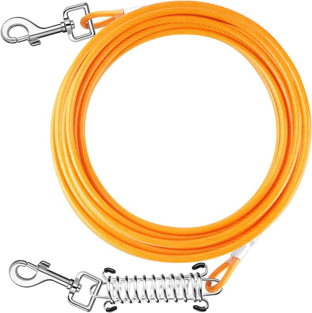 Detalle 2 de Aystkniet dog tie out cable with shock-absorbing spring and swivel hook (10ft–50ft)
