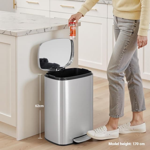 Thumbnail 4 de Vidacharmy Cubo de Basura Cocina 50L 🗑️ Acero Inoxidable Antihuella