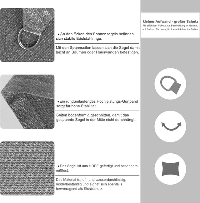 Thumbnail 2 de EUGAD Toldo Vela de Sombra Rectangular/triangular ☂️ Impermeable y UV