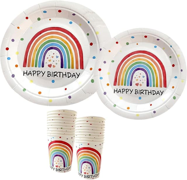 Detalle de YRsorn Regenbogen Deko Kindergeburtstag Partygeschirr für 10 Gäste